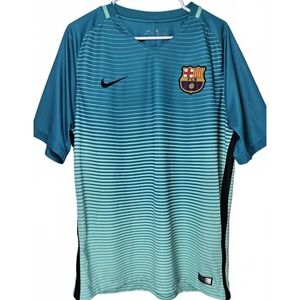 Nike FC Barcelona Soccer Jersey 2016-2017 Away Kit XL‎ Authentic Teal Ombre